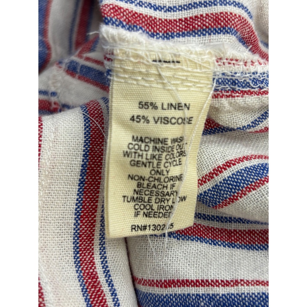 Per Se Women XL Red Blue White Striped Linen Blend Drawstring Pants NWT - Picture 3 of 11